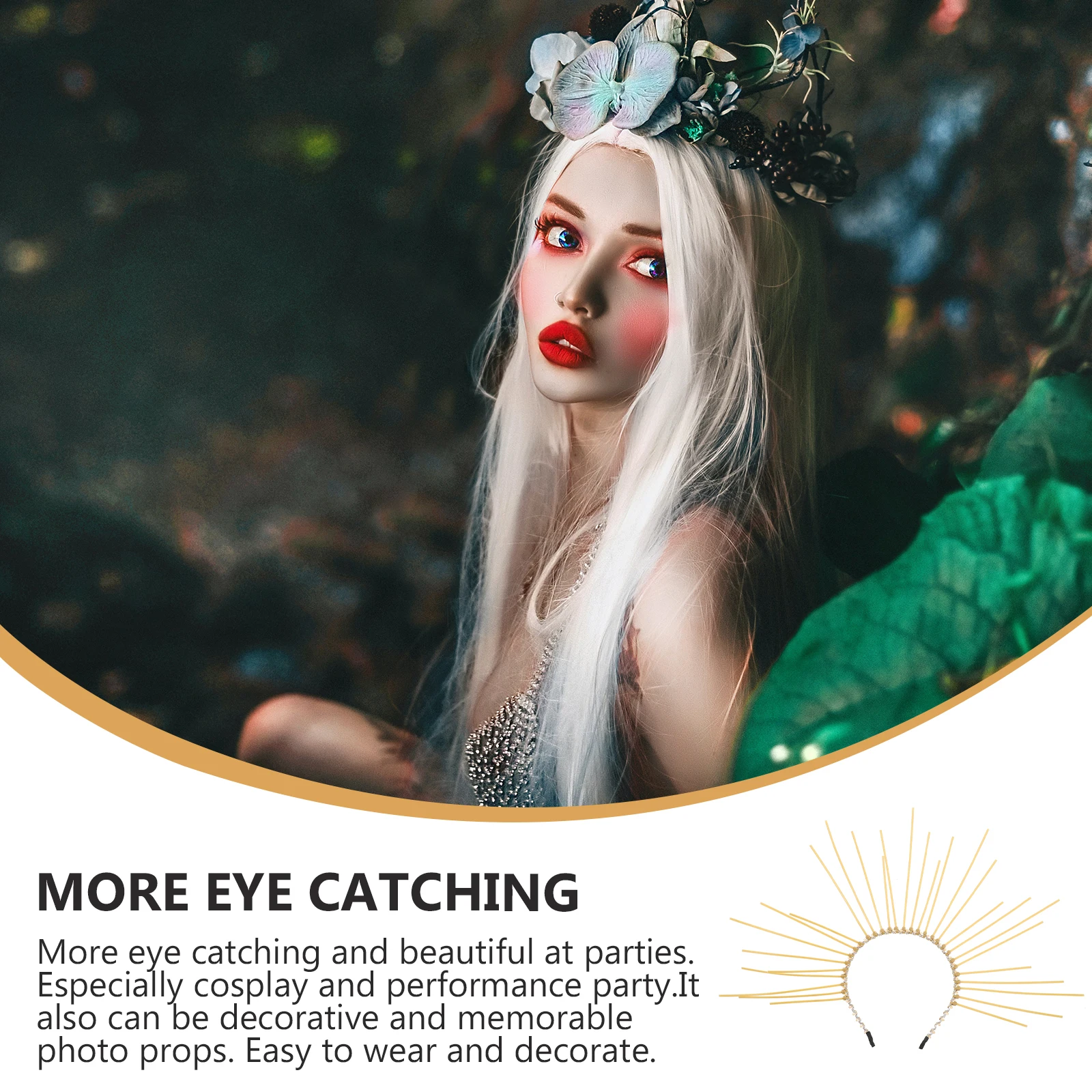 

1Pcs Gold Metal Headband Goddess Hairband Halloween Party Cosplay Decorative Photo Hair Hoop Women Headdress