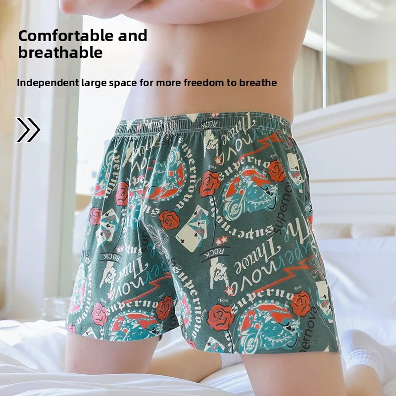 Men's Aro Boxer Shorts, Cotton, Youth/Student Style, Loose-Fit, Plus Size, Shorts, Pajama Pants, Men's Unique Boxer Briefs