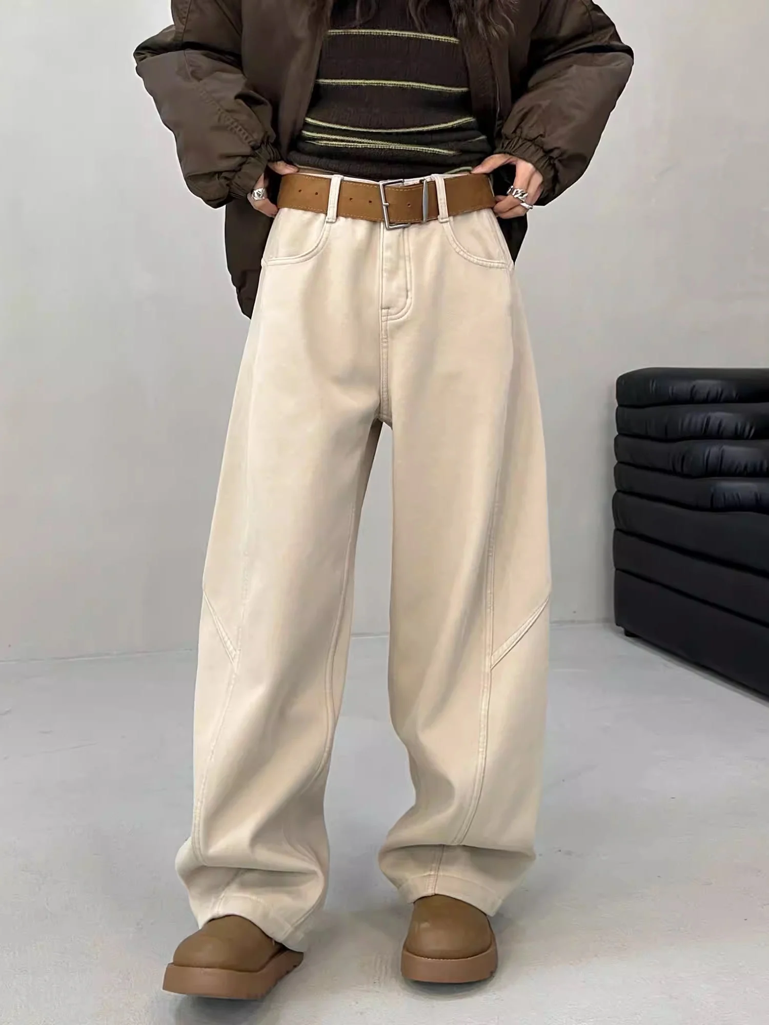 

Джинсы прямого кроя для похудения, женские повседневные джинсы с высокой талией, утолщенные, с двойной строчкой, универсальные, модель C878, ежемесячная распродажа, без фильтрации.