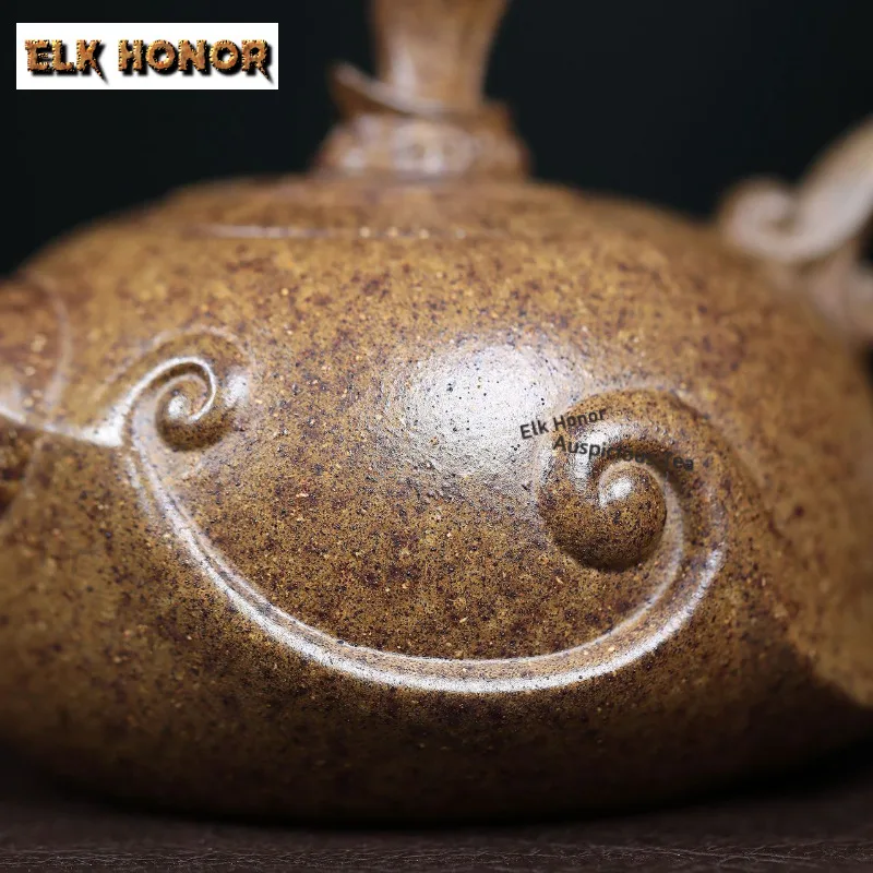 350ml Firewood Burned Teapot Creative Yixing Purple Clay Teapots Plain Sailing Pot Mist Agarwood Clay Kettle Chinese Zisha Gifts
