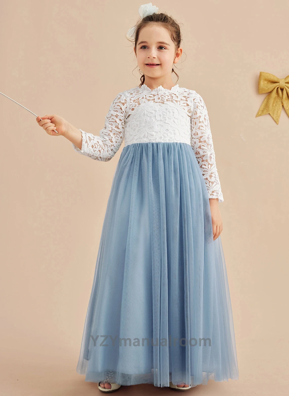 

Ball-Gown/Princess Scoop Floor-Length Lace/Tulle Flower Girl Dress/Wedding Party Dresses