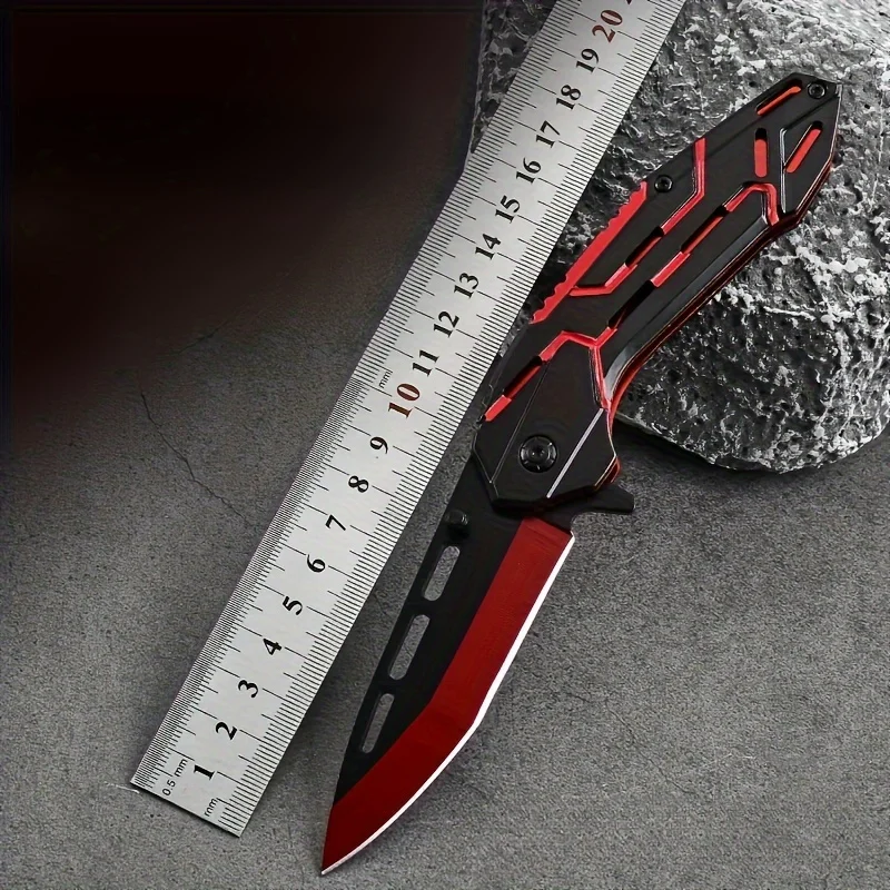 High hardness outdoor folding knife camping portable self-defense knife stainless steel dual color survival knife multifunctiona