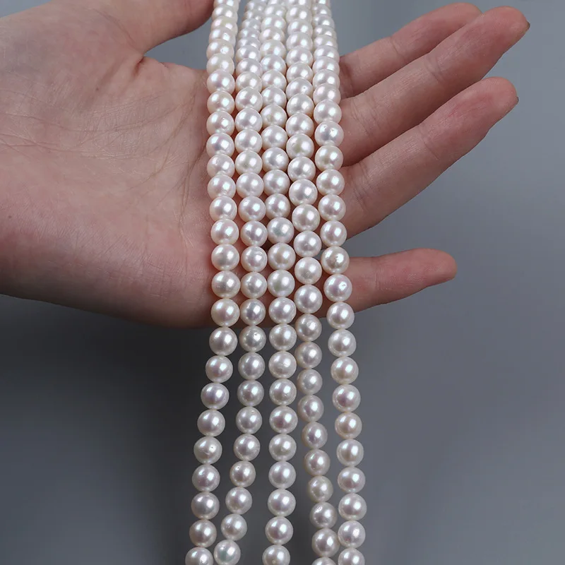 Natural Freshwater Pearl Loose Beads 6-7mm near round Semi-Finished Beads for DIY Jewelry Making Necklace Bracelet