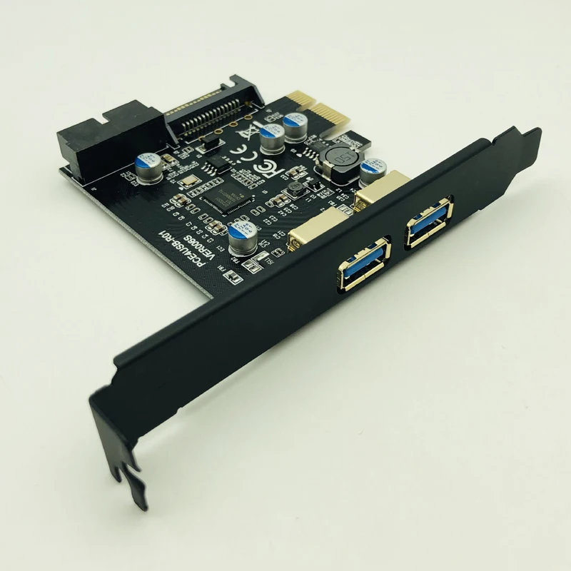 NEW 2 Port USB 3.0 PCIE Expansion Card Super Speed USB 3.0 PCI Express Card 5Gbps with 19Pin Connector SATA Power for Desktop PC