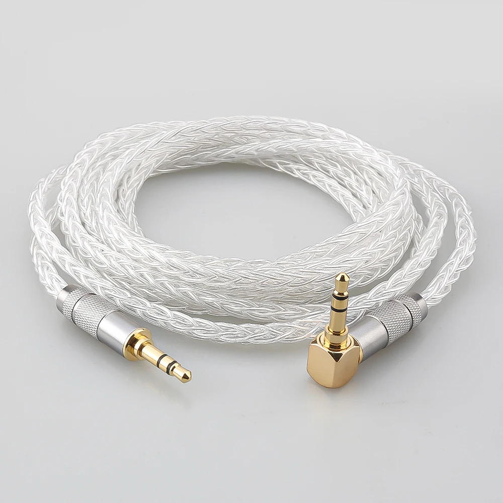 HI-End 100% Pure Silver 8Cores 3.5mm Male AUX Audio Cable Headphone Amp MP3
