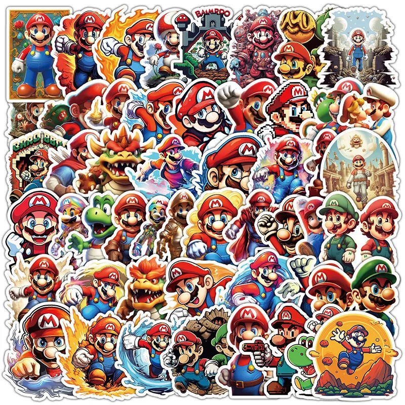 

50PCS Mario DIY Cartoon Stickers Phone Trunk Refrigerator Waterproof Anime Stickers Anime Figure Image Toys Sticker Gift