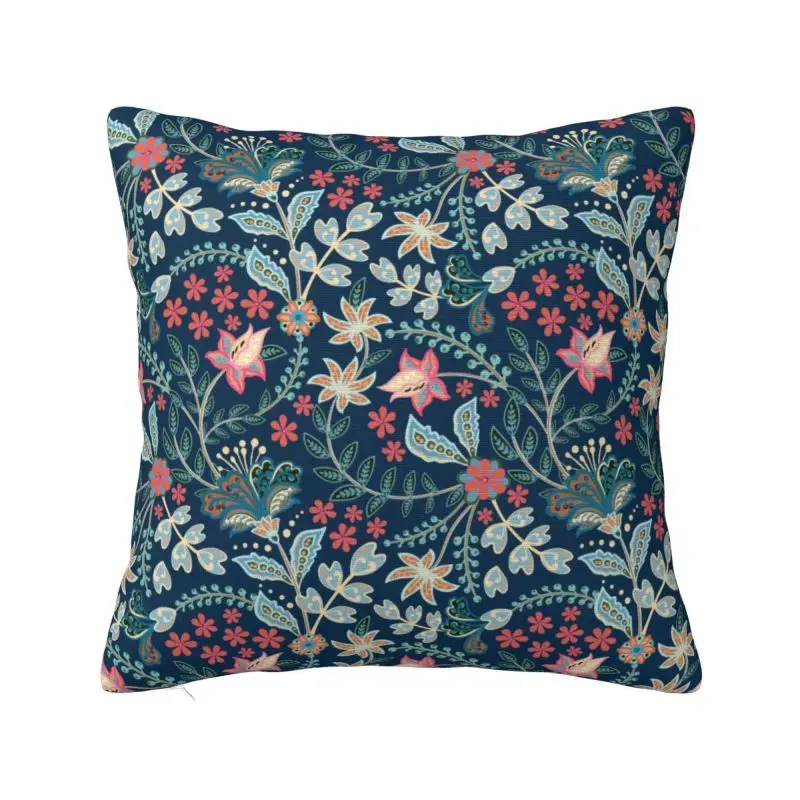 

Custom Mexican Summer Floral Blue Cushion Cover 45x45cm Flower Pattern Velvet Modern Throw Pillow Case for Car Sofa