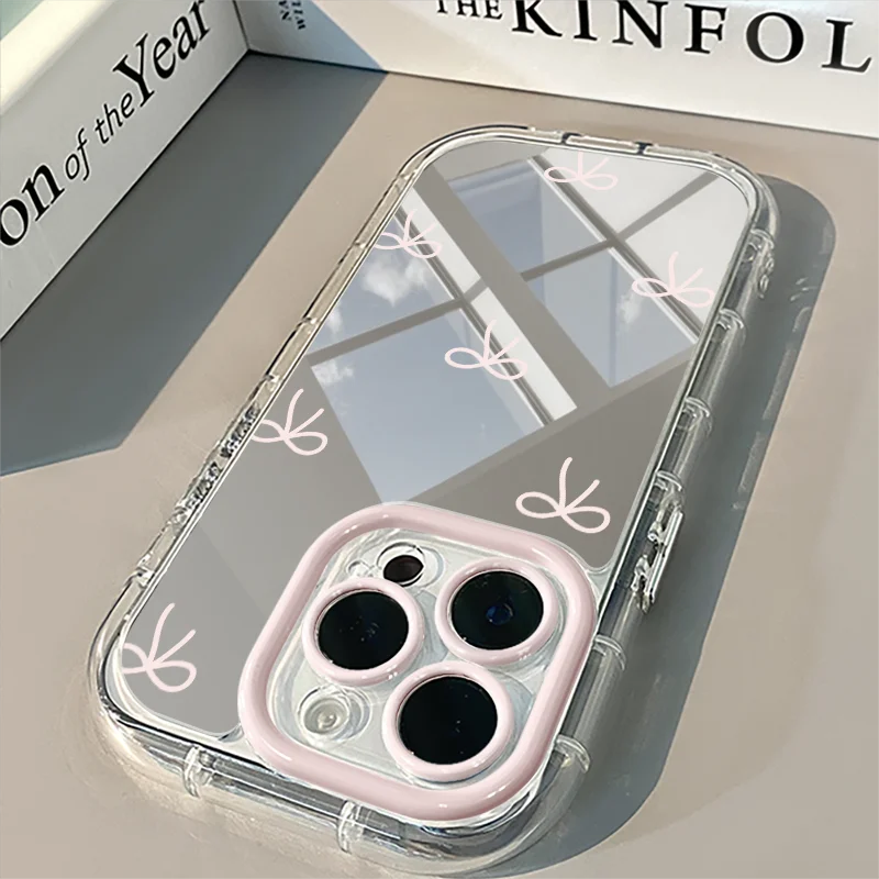 Minimalistische Love Air Cushion Spiegel-Handyhülle für iPhone 17 15 14 16 Pro Max 13 12 11 Pro XR XS 7 8 Plus 17Air INS Girl Cover – Detail 2