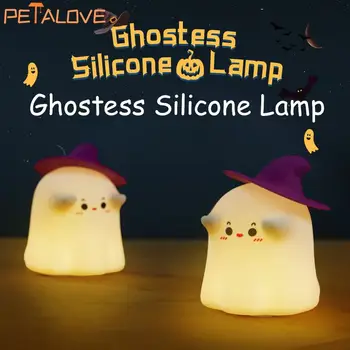 Lámpara de silicona para mago, bruja fantasma, luz nocturna, portaequipajes, lámpara suave, decoración de habitación, Halloween, acompañamiento, regalo de cumpleaños para niños