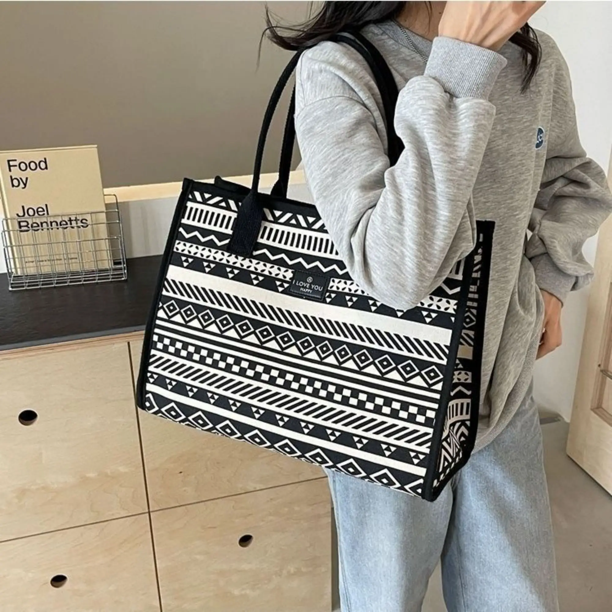 2024 New Shoulder Bag Commuter Handheld Shopping Bag University Student Classroom Tote Bag