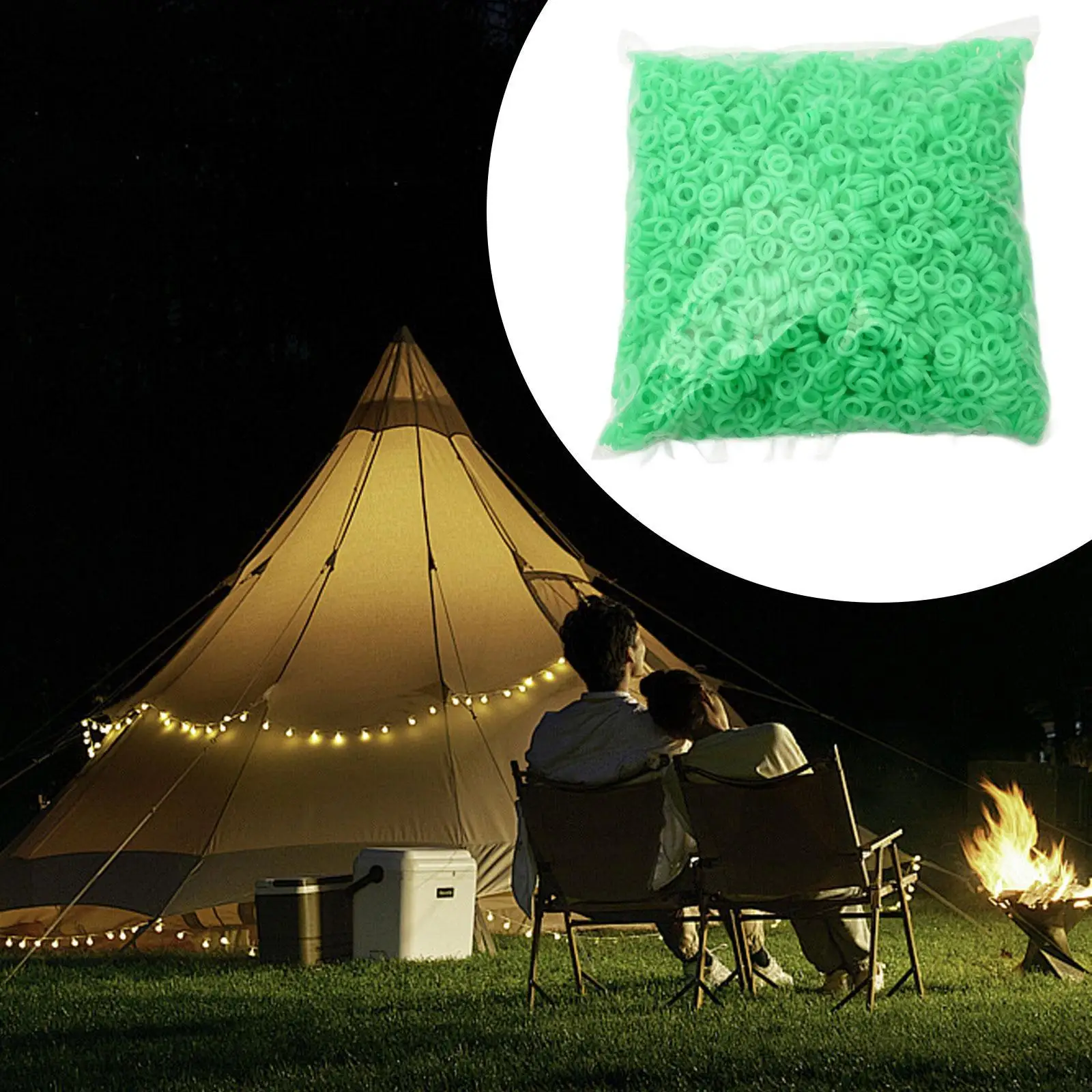 

5000 Pieces Tent Stake Rings Warning Rings Silicone Glow in The Dark Inner