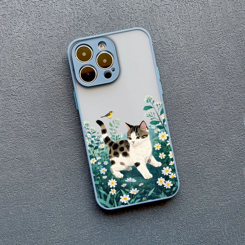 

Cat In The Sea Of Flowers Phone Case For iPhone 17 Pro Max 15 16 14 Pro Max Plus 11 12 13 Mini Pro Max Shockproof Back Covers