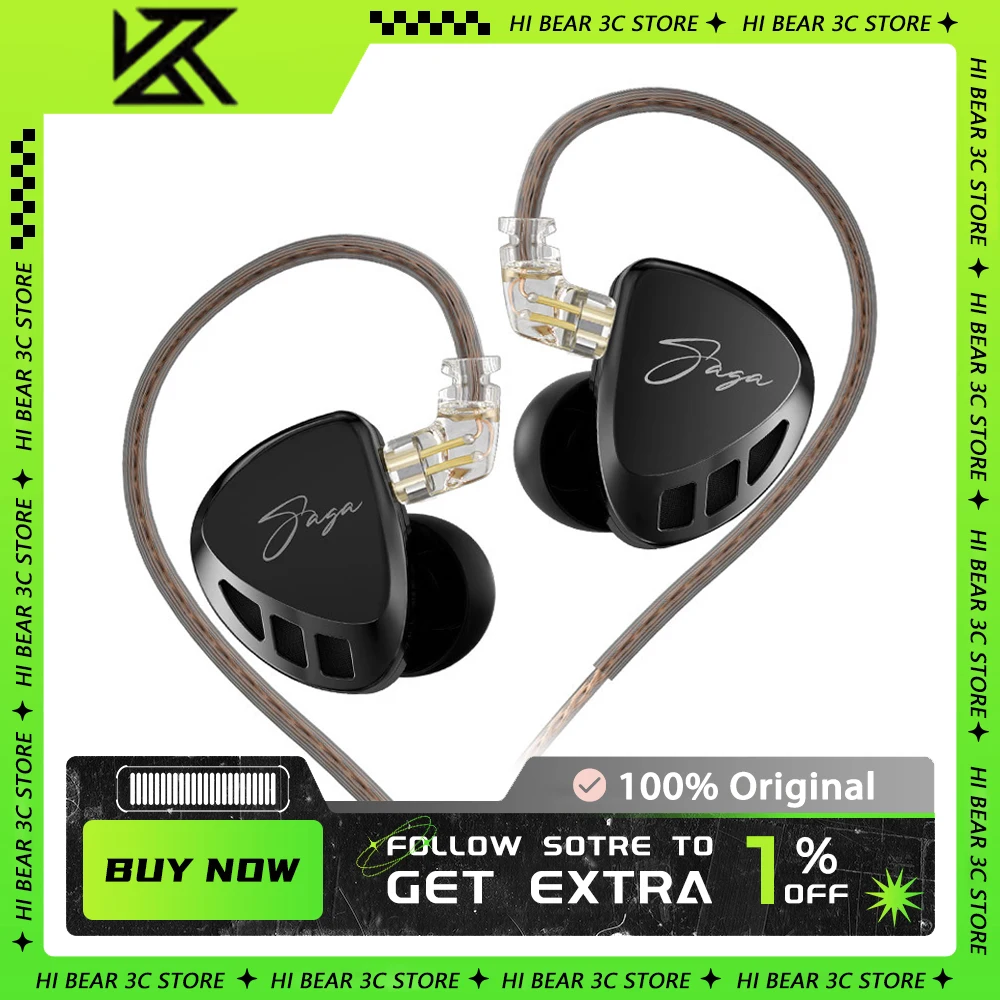 

KZ Saga HiFi Earphone Dynamic Drive High Sound Quality Mental Headset In Ear With Detachable Cable Custom Music Earbuds Gifts