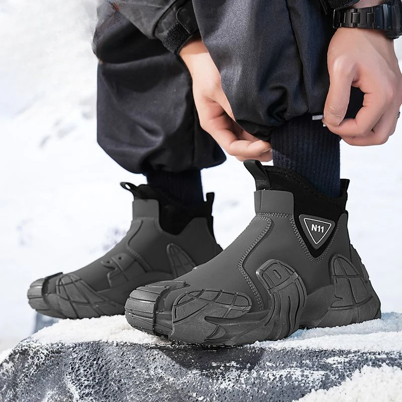 Male Shoes Black for Motorcyclist Men's Fur High Boots Motorcycle with Cut Warm Winter Sale Fashion Offer Classic Trendy 2025