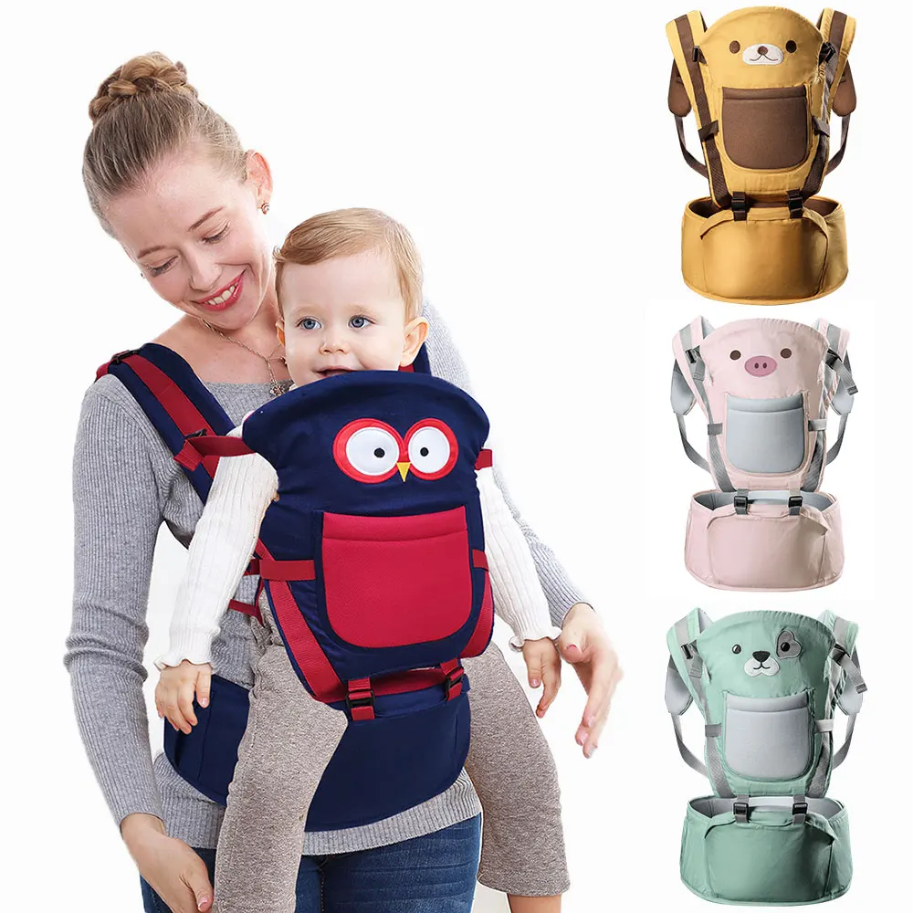 Multifunctional Cartoon Bear Baby Hipseat Carrier Backpack for Newborn Infant Toddler Boys Front Pocket Storage 0-36M 4 Seasons