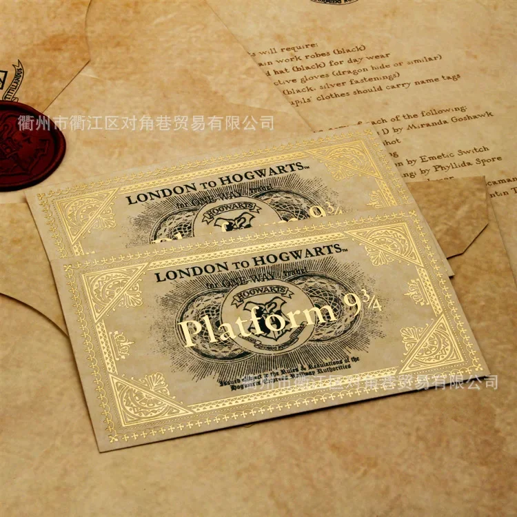 Cosplay Harries Admission Letter Hogwarts School of Witchcraft and Wizardry Potters Bronzing Tickets Collection Props Toys