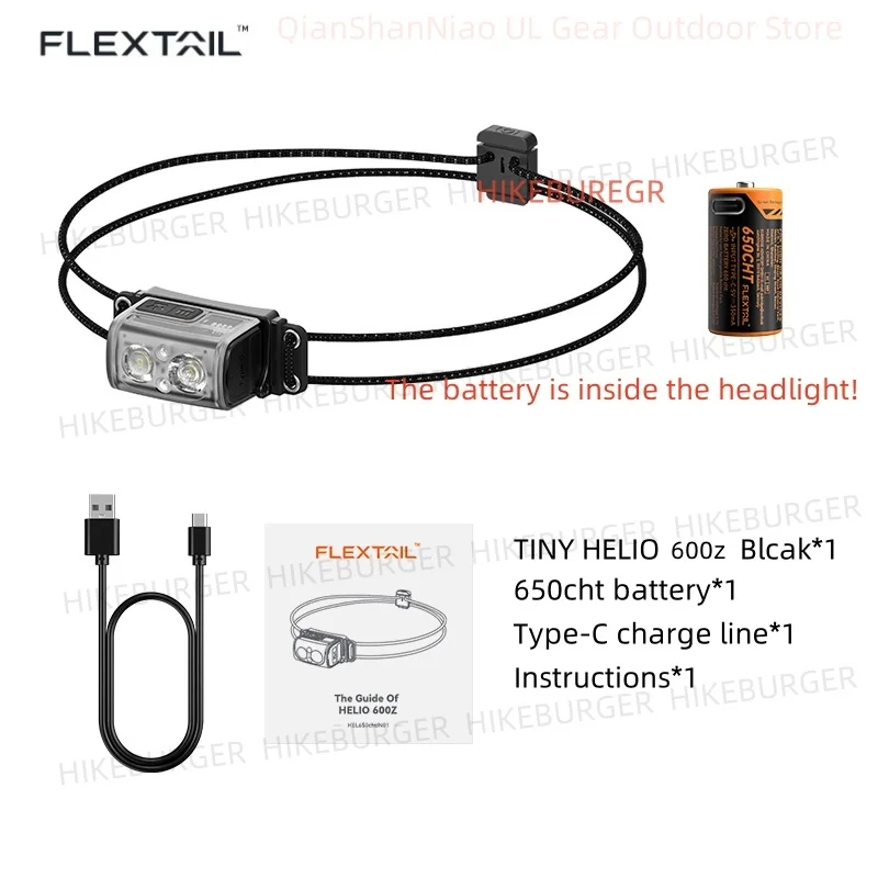 FLEXTAIL TINY HELIO 600z Headlamp Outdoor Ultralight 600lm Light Portable Hiking High-Performance 56g Headlamp IP67