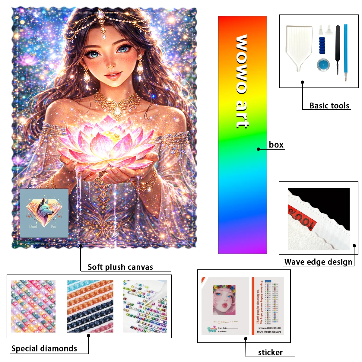 

【Piu Diamond Art】La chica que sostiene una flor de lot 100% resin FD+ab+cr Diamond Stamping Kit Perfect Masterpiece worth Buying