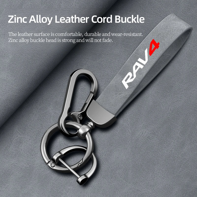 Car Key Chain Rings Metal Leather Keychain Universal Auto Motorcycle Keyring For TOYOTA RAV4 2008 2013 2017 2018 accessories
