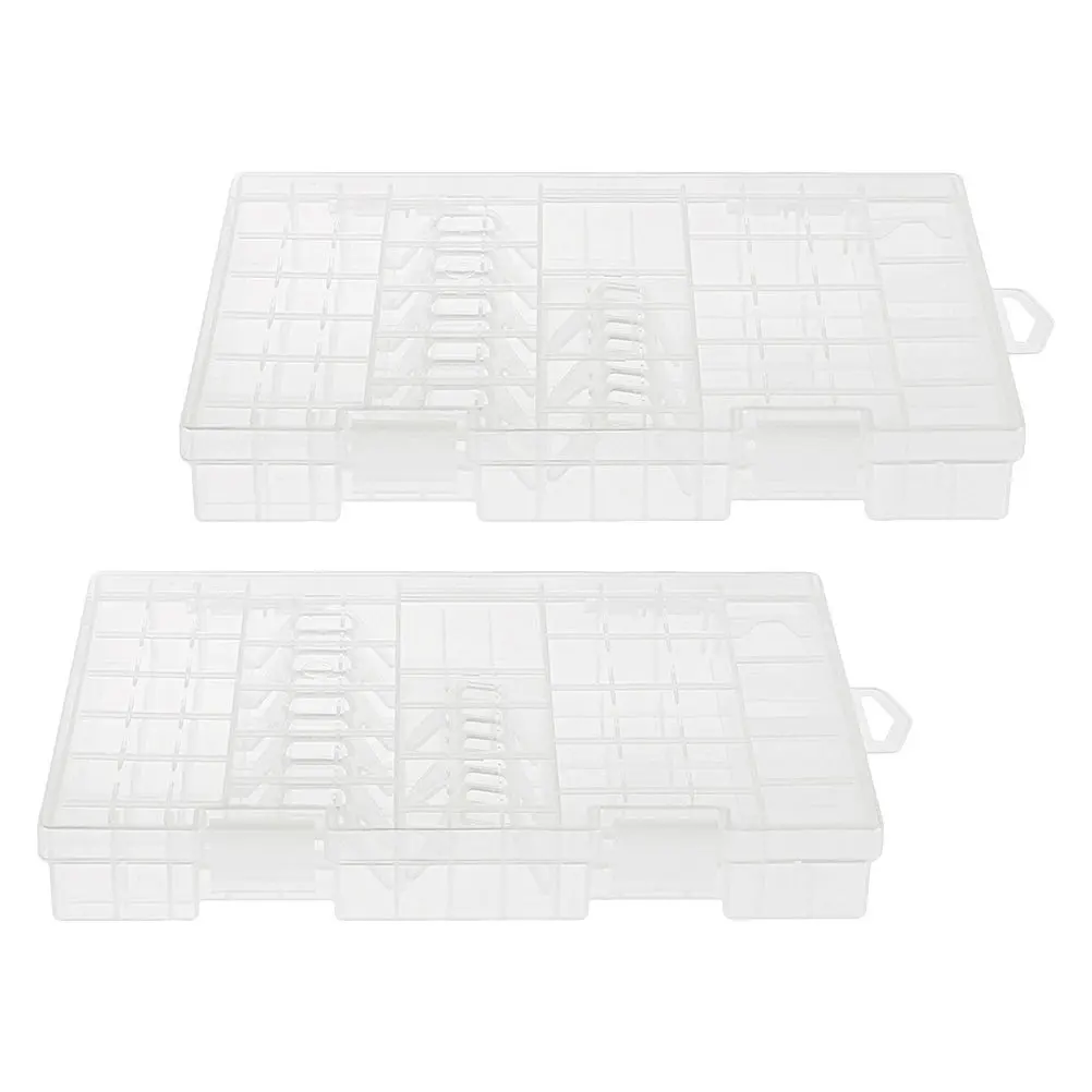 

2Pcs Clear Storage Organizer Box Plastic Compartment Case for D Aa Aaa C Batteries Compact Home Travel