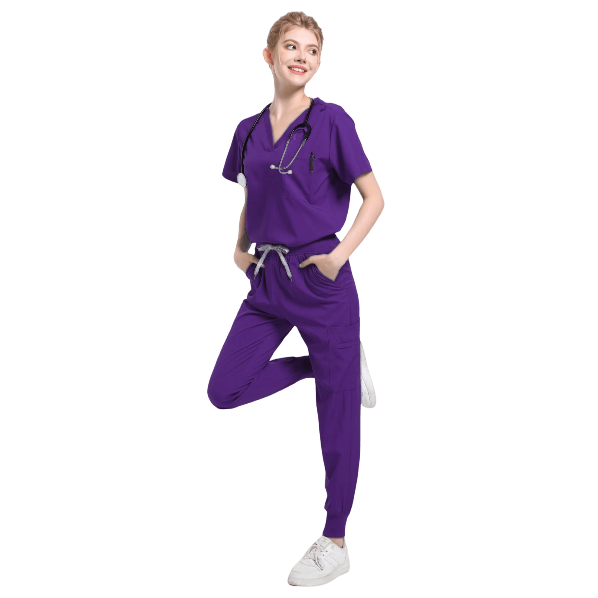 Nieuwe Medische Chirurgische Uniformen Vrouw Scrub Set Schoonheidssalon Werkkleding Klinische Scrubs Top Pocket Broek Dierenarts Verpleegpak