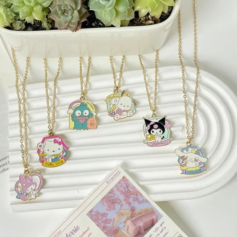 

Kawaii Sanrio Hello Kitty Necklace Anime Figure Cartoon Alloyed Jewelry Anime Merchandise Decoration Cute Children Birthday Gift
