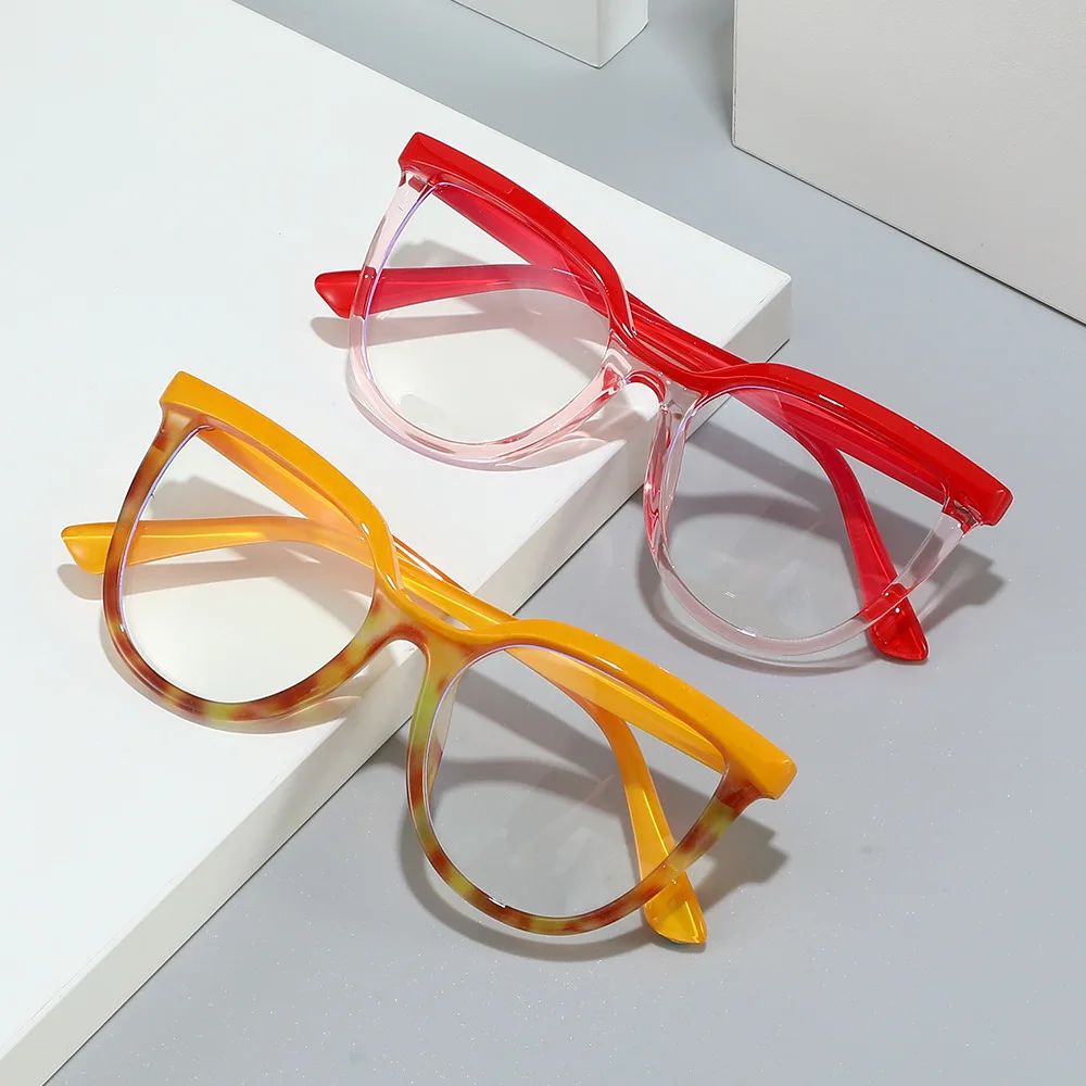 Fashion flat lens large frame eyebrows new anti-blue light glasses exquisite high appearance horizontal frames