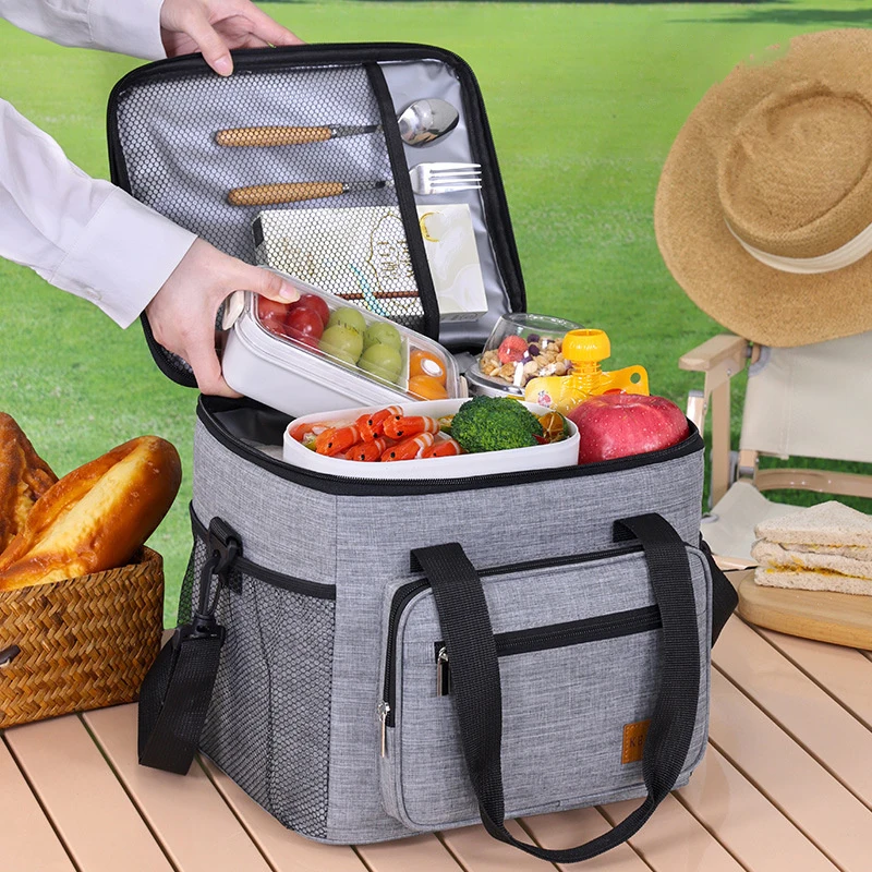 

Portable Car Cooler Bag Large Insulated Food Container For Outdoor, Picnic & Delivery, Leakproof Thermal Lunch Box With Handles