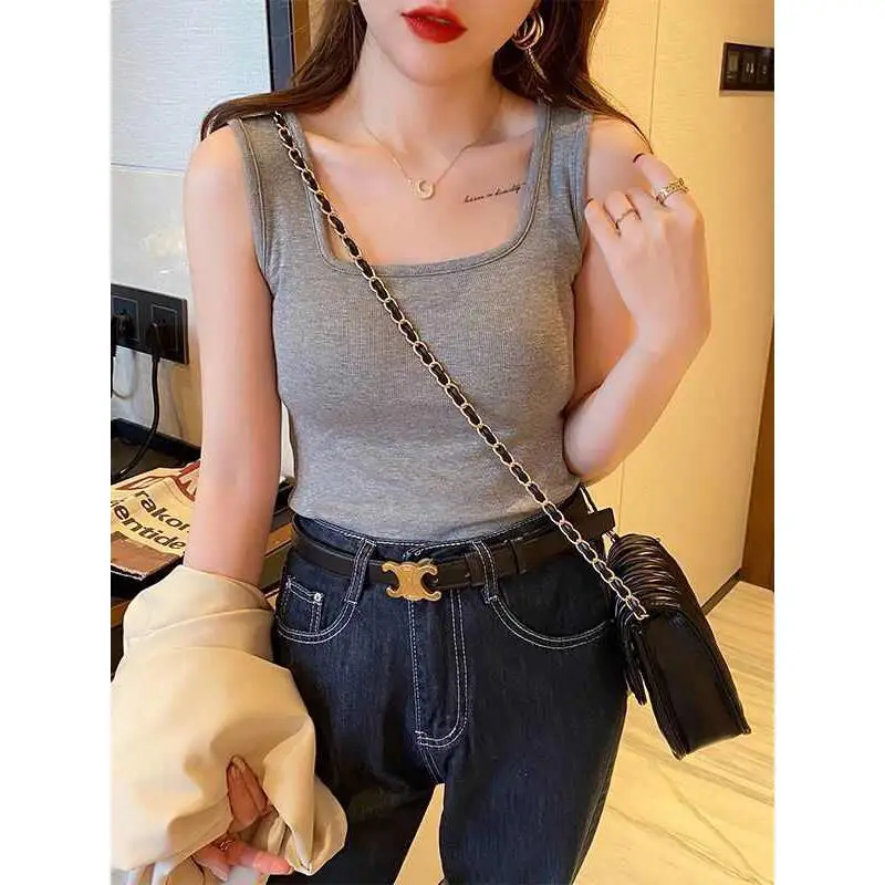 

Белое женское летнее нижнее белье I-образный дизайн, свободный крой из смеси хлопка и лиоцелла, топ средней длины, повседневная одежда