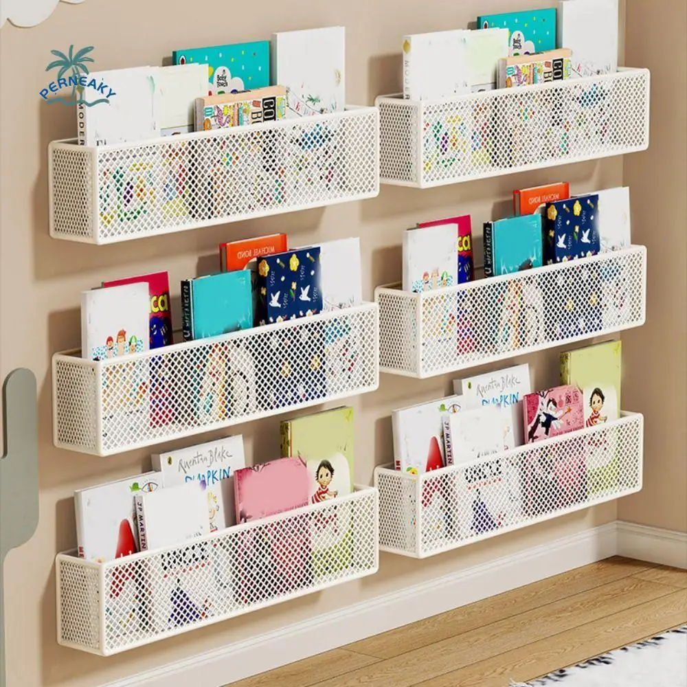 

Metal Picture Book Sorting Rack Punch Free Ultra Narrow Picture Book Storage Rack Space Saving Art Bookshelf Behind The Door