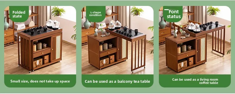 2025 Hot Selling Portable Tea Table with Heating Kettle for Home Balcony Tea Ceremony