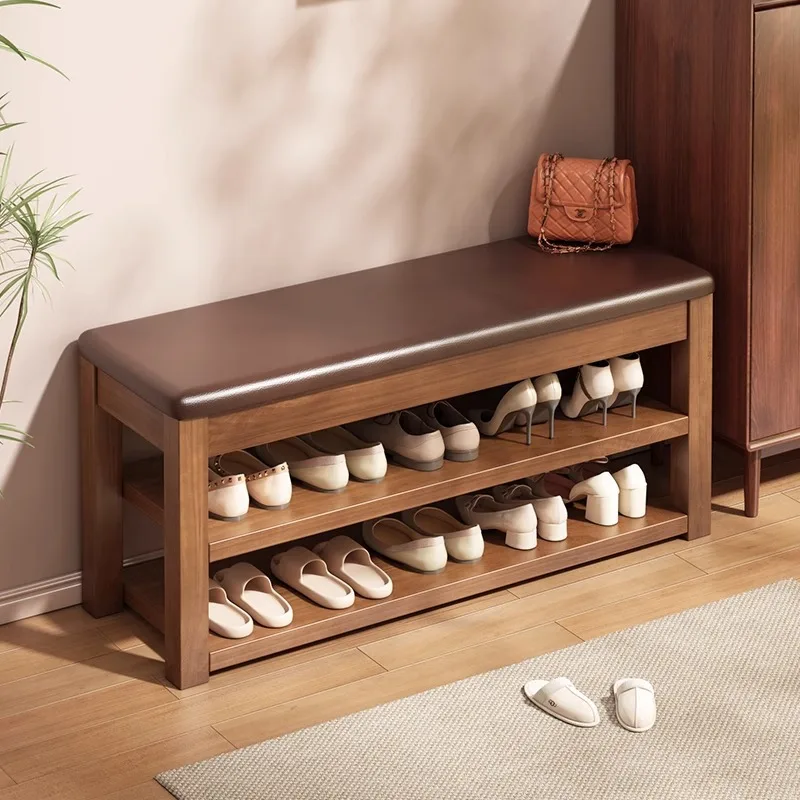 

Entry Solid Wood Shoe Change Stool, Household Strip Stool At The Entrance,Entrance Shoe Rack Can Be Seated and Stored Shoe Stool