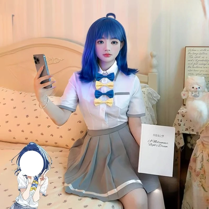 

Anime Anna Yanami Cosplay Costume White Shirt Skirt JK School Uniform with Bow Tie Role Play Outfit for Women Theme Party