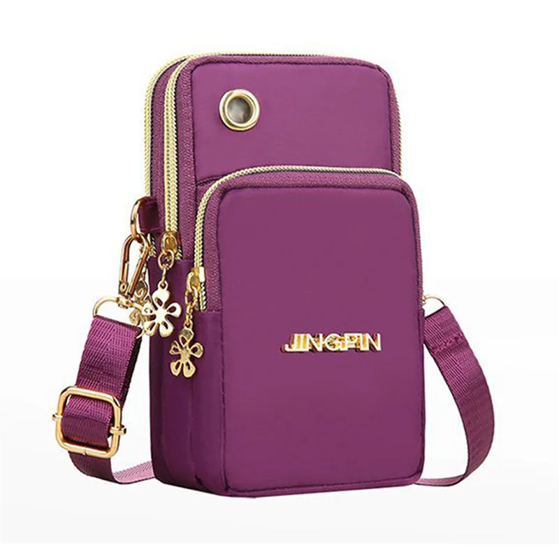 New Mobile Phone Crossbody Bags for Women Fashion Women Shoulder Bag Cell Phone Pouch With Headphone Plug 3 Layer Wallet