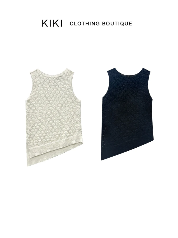 

Kiki Hollow out Knitted Vest round Neline Svel Slimming Bellovi Ne Hanging oulder Top Women's Faion Summer Wear