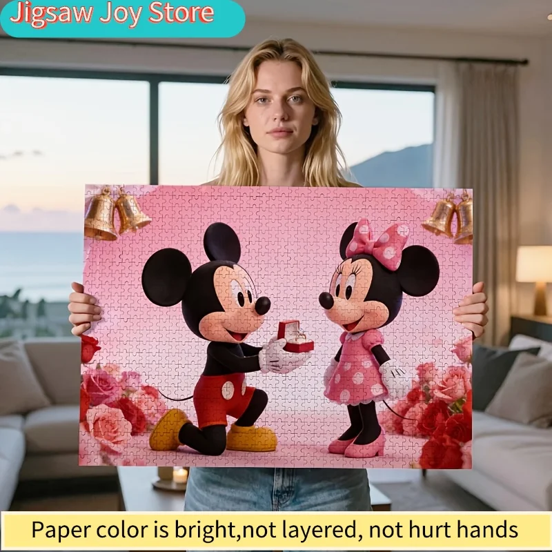 

Disney Mickey & Minnie Valentine 1000pcs Jigsaw Puzzle, Romantic Gift for Adults, Art Deco Classic Cartoon, Frameless Wall Han