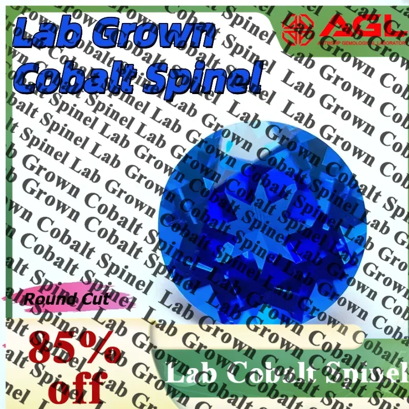 

TOPLab Grown Cobalt Spinel Round Cut Gemstone for DIY Ring Necklace Earrings Main Materials Selectable Certificate
