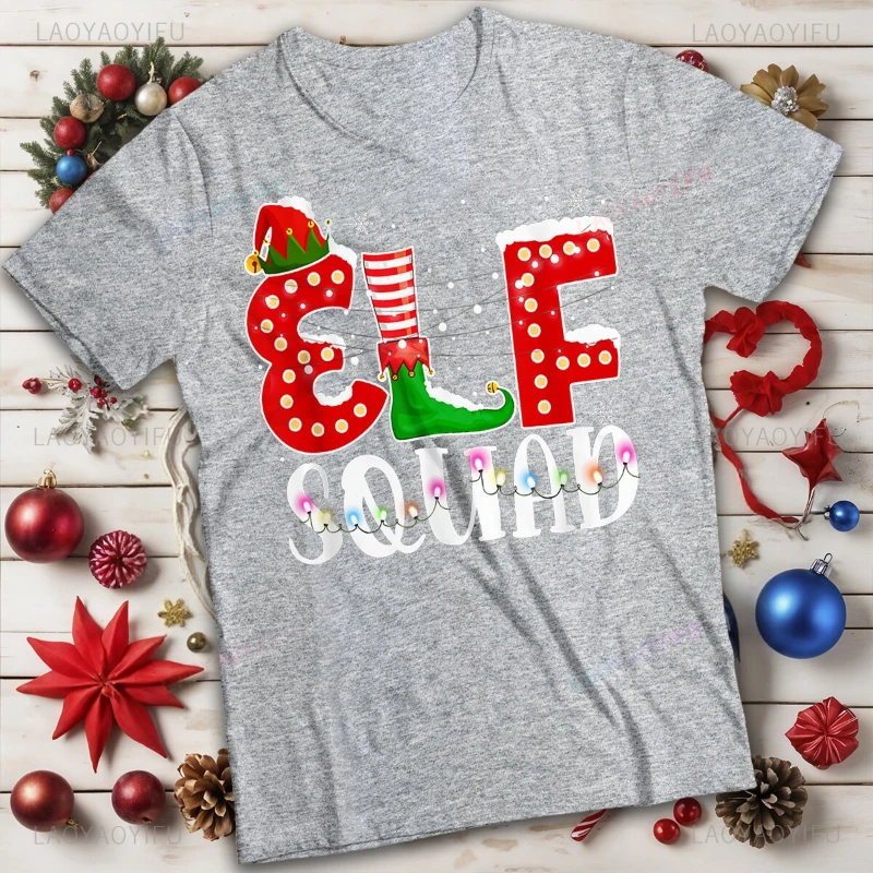 Elf Squad T-Shirt de noël drôle laid hommes et femmes T-Shirt pur coton col rond à manches courtes à la mode unisexe tout-Match streetwear