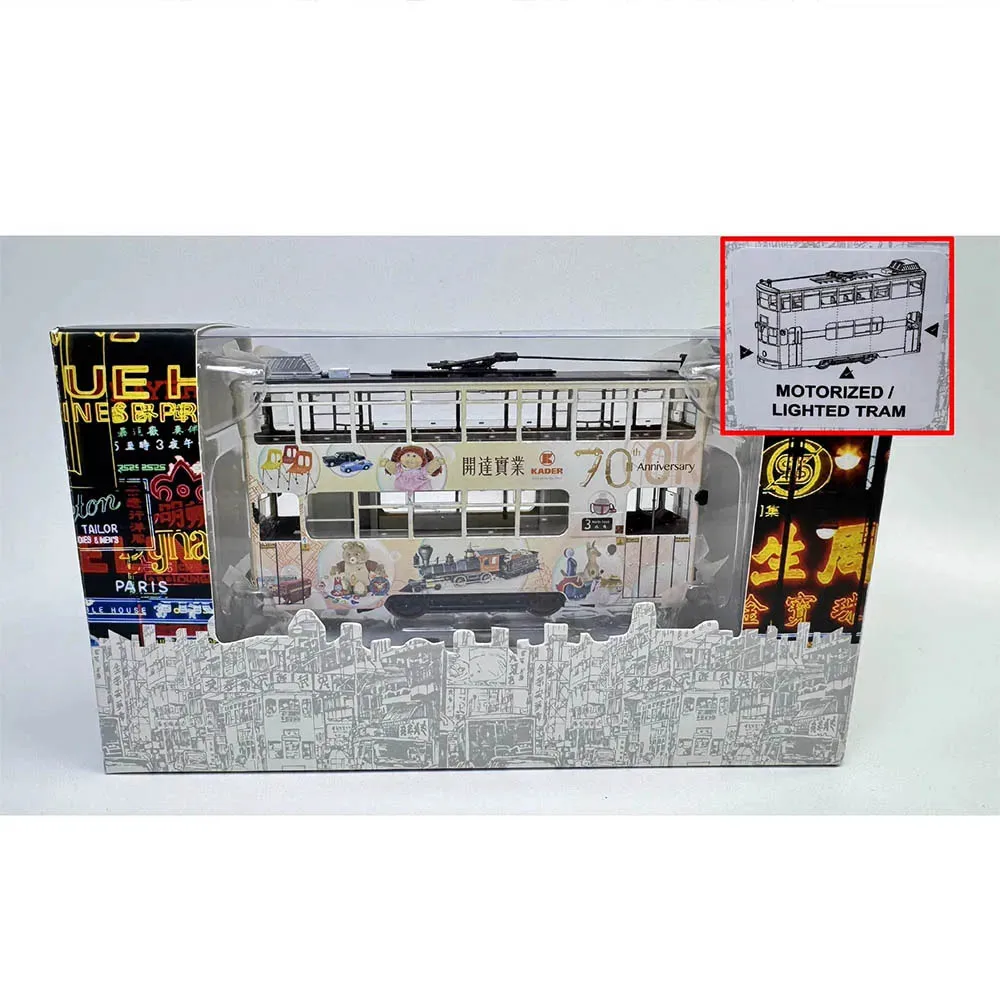 HO 1/87 Train Model BACHMANN Hong Kong Tram with Light Ding Ding Car Train Model Toy