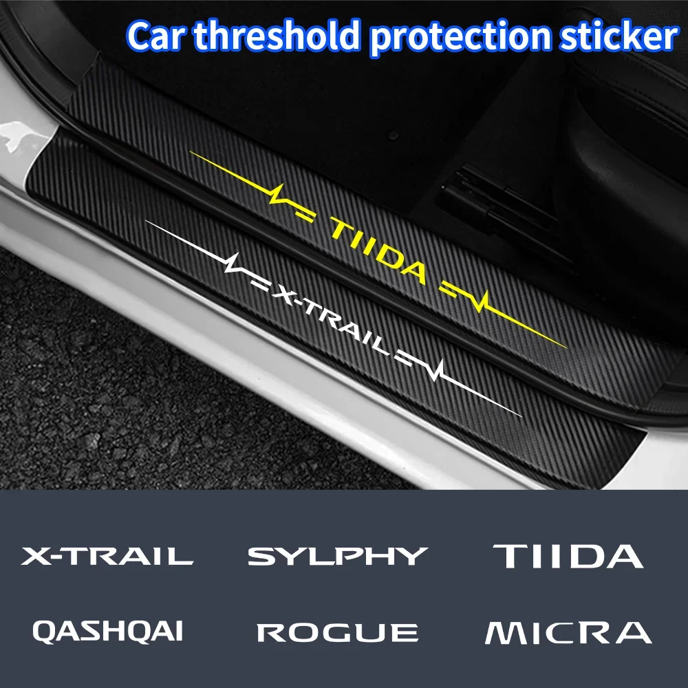 

Car Door Threshold Carbon Fiber Sticker Auto Trunk Protective Strip For Nissan XTRAIL TIIDA PULSAR QASHQAI SYLPHY TEANA JUKE