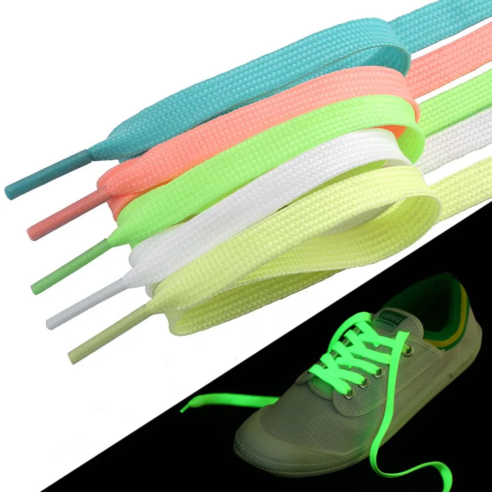 2Pcs Luminous Shoelaces Flat Glow In The Dark Night Color Fluorescent Shoelace Sports Canvas Shoelaces Adult Children Shoe Laces