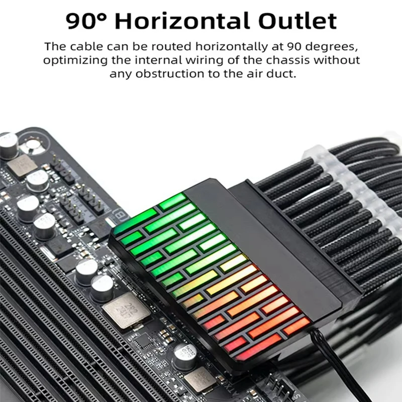 ATX 24-Pin 90° Power Connector Adapter 5V 3 Pin ARGB 24Pin Female To Male 90° Power Adapter DIY For Desktops PC