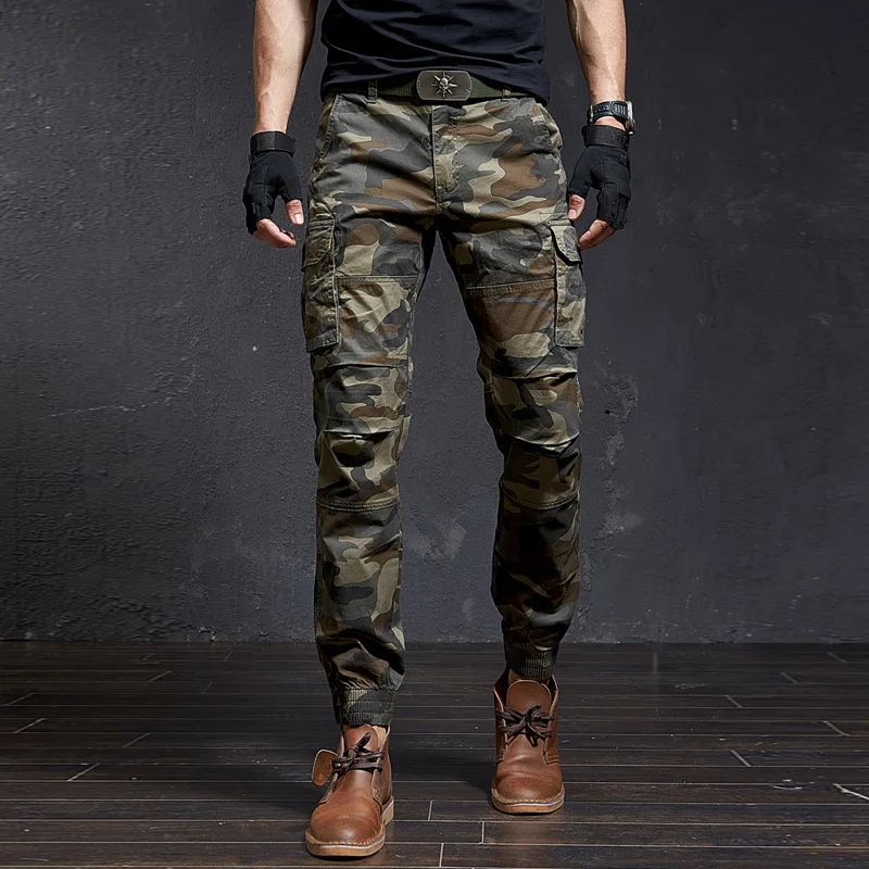 Denim Military Tactical Work Cargo Pants Men Jogger Casual Camouflage Overalls Fit Multi-pocket Trousers For Men Autumn Winter