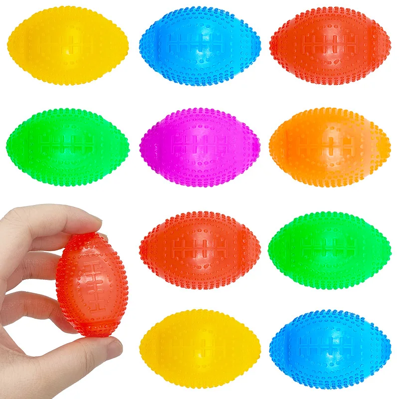 

10Pcs Funny Bouncy Stress Relief Balls Mini Rugby Ball Squeeze Toys Interactive Training Ball Children's Stress Relief Toys Gift