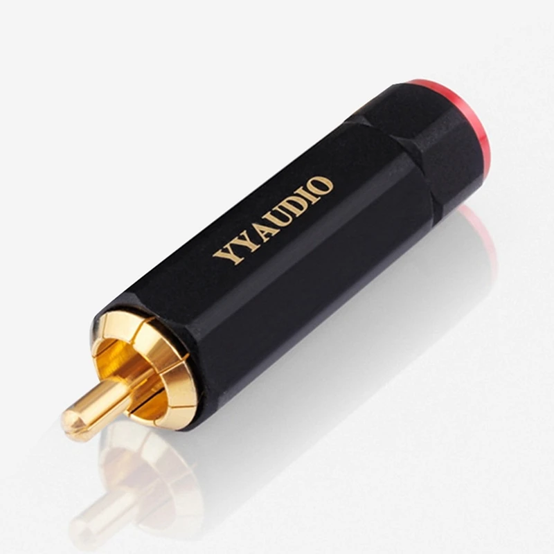 YYTCG Pure Copper Gold Plated RCA Plug Self Locking Lotus Terminal Soldering Free Heating Wire DIY Audio Connector