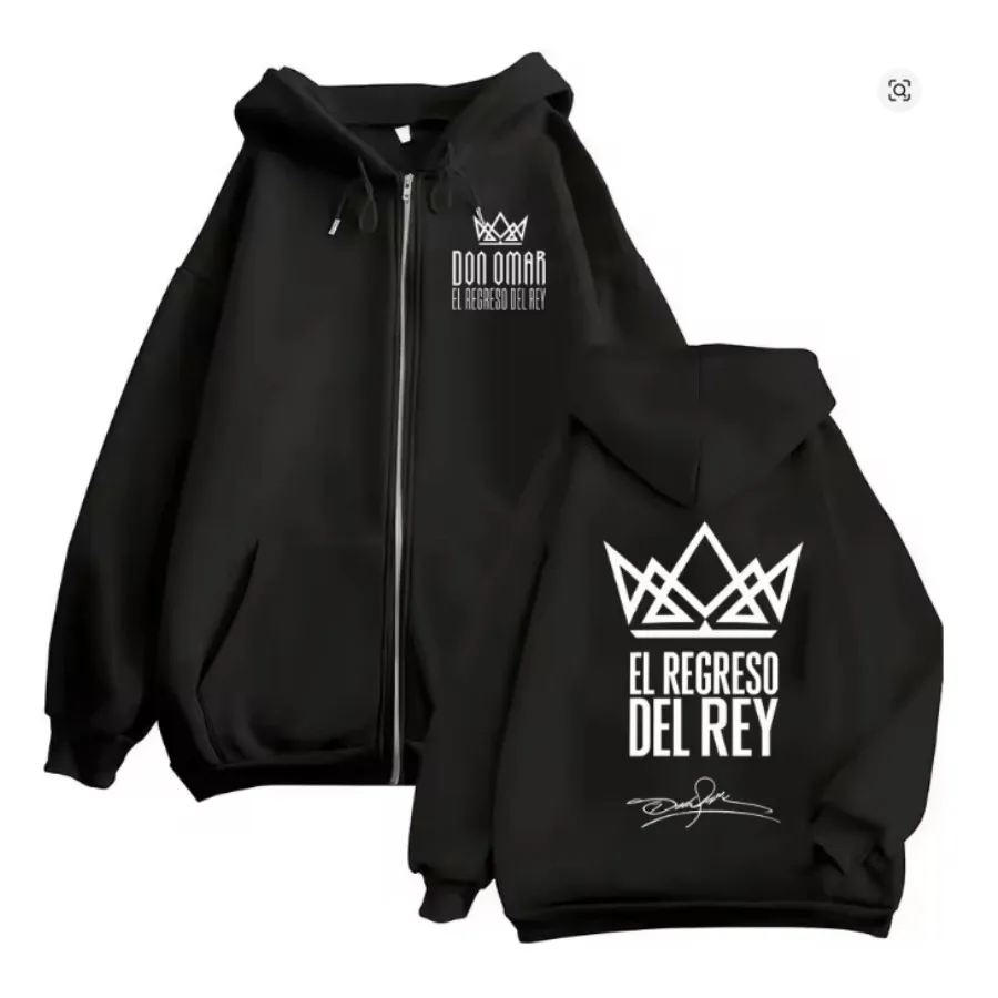 Rapper Don Omar The Last King Tour 2026 Zipper Sweatshirt Long Sleeve Women Men Hoodie Jacket Harajuku Streetwear Y2K Clothes