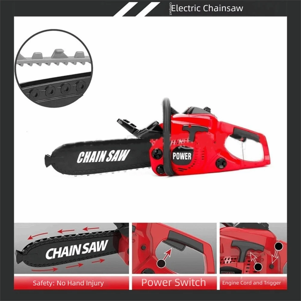 Sierra eléctrica de plástico de alta calidad, montaje DIY rojo y negro, sierra eléctrica grande, herramienta de reparación de simulación, juguete, regalo para niños