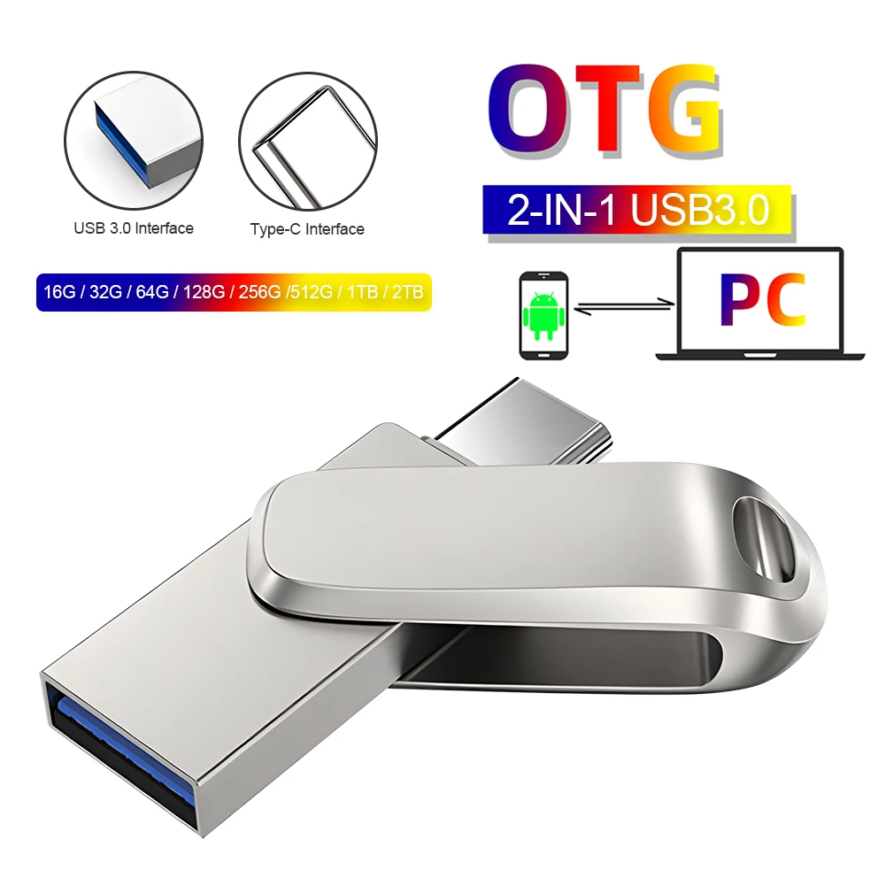 For Xiaomi 2tb USB Flash Drives 1tb 512gb USB 3.1 OTG High-Speed PenDrive Metal Waterproof Portable USB Memory For Computer