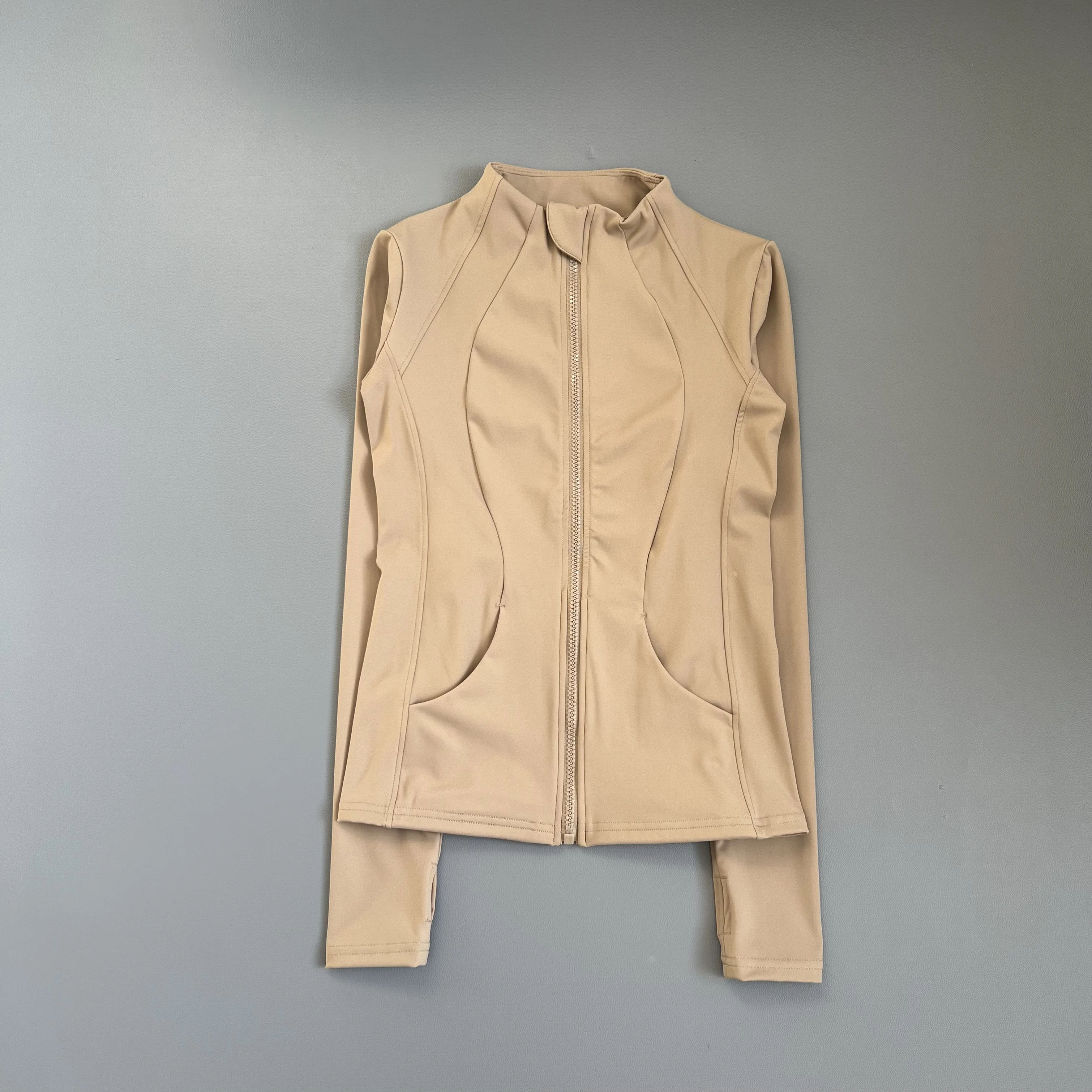 Women's Stand Collar Yoga Top Lady Long Sleeved Sports Jacket Female Lightweight Full Zip Running Coat