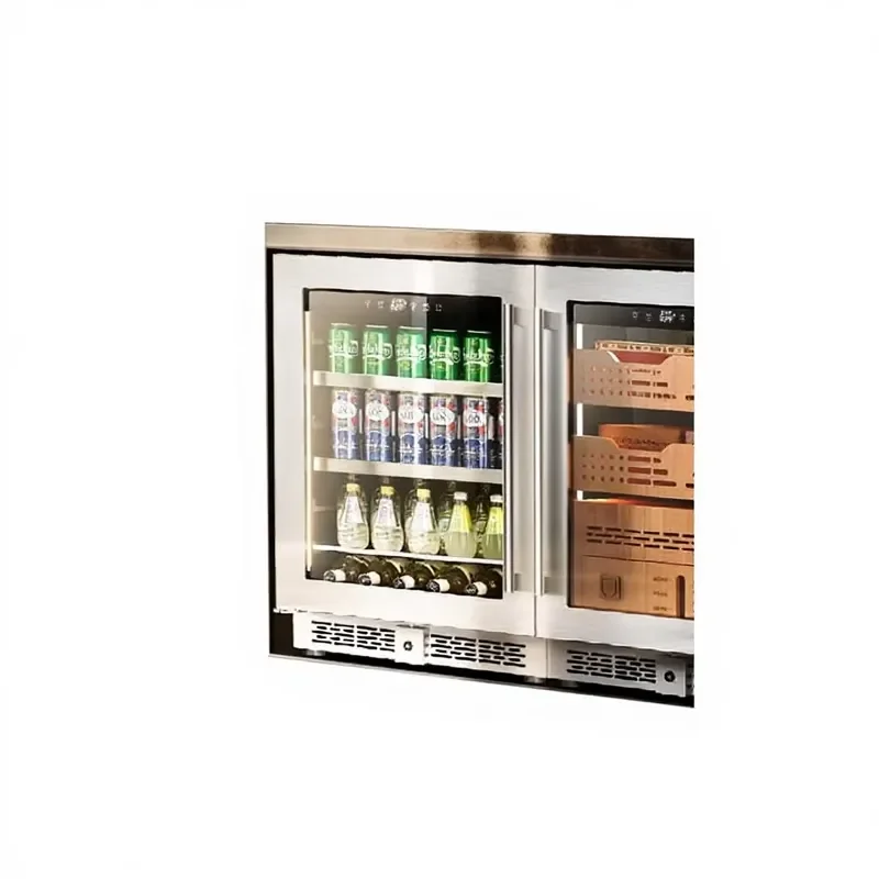 280L Dual Zone Wine Cooler Constant Temperature Air Cooled Embedded Fridge for Home Office Bar Cigar Tea Beverage Storage